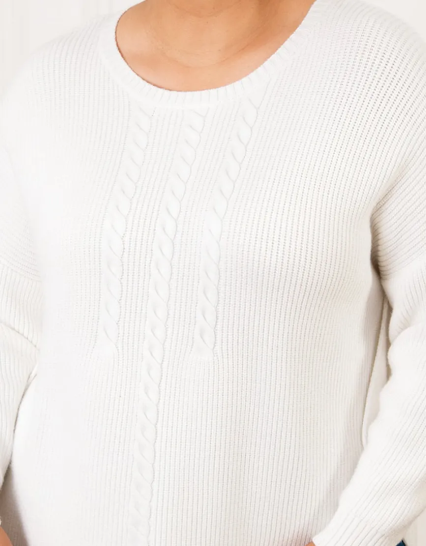 Pull écru maille torsadée