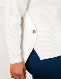 Pull écru maille torsadée