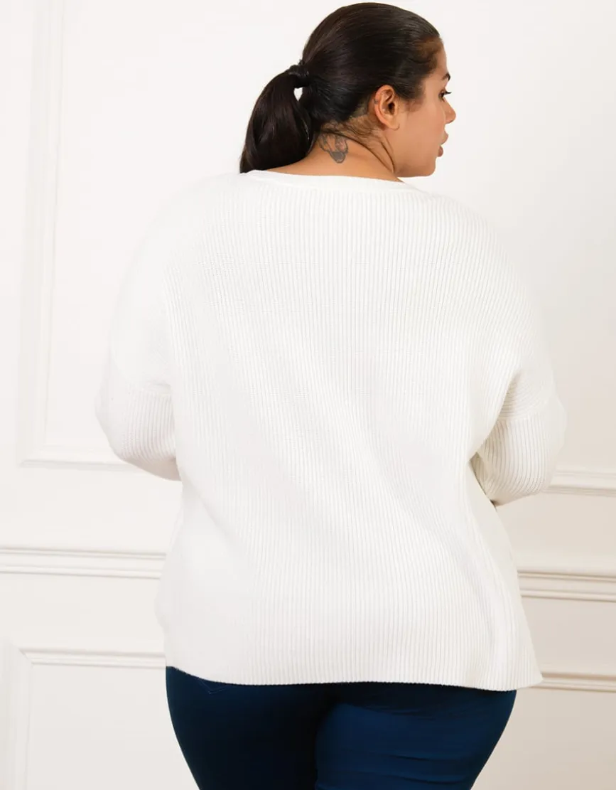 Pull écru maille torsadée