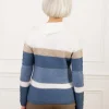 Pull duveteux bleu rayé
