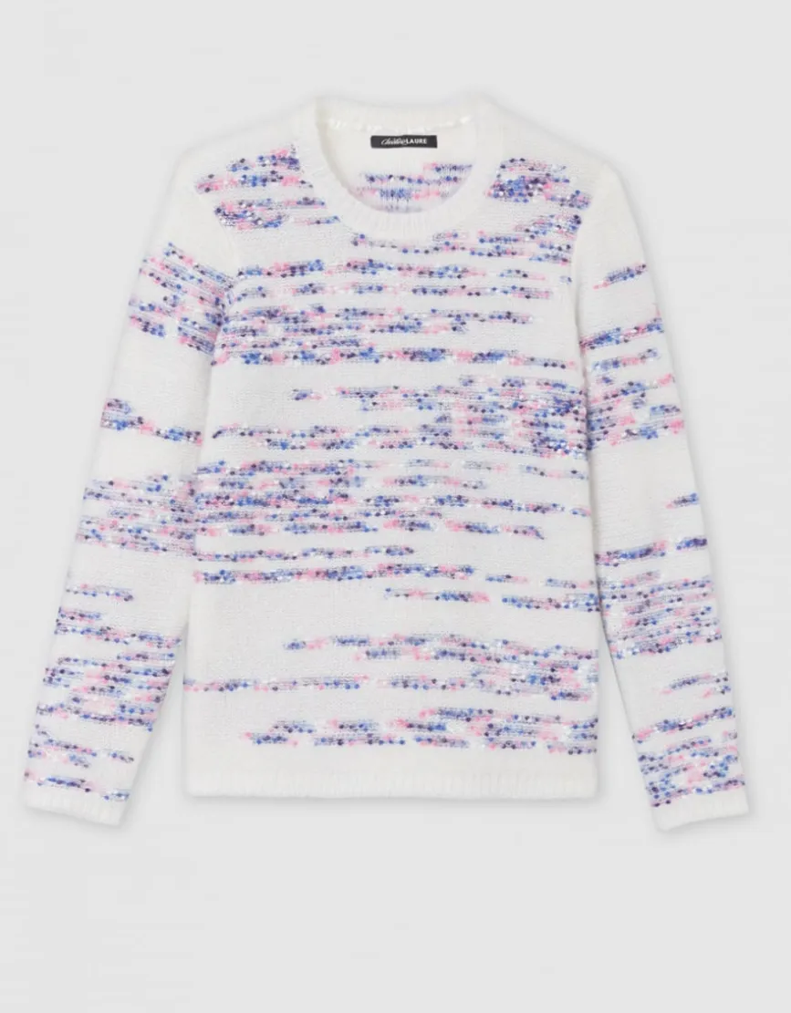 Pull duveteux motif écru