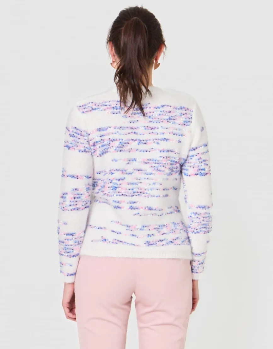 Pull duveteux motif écru