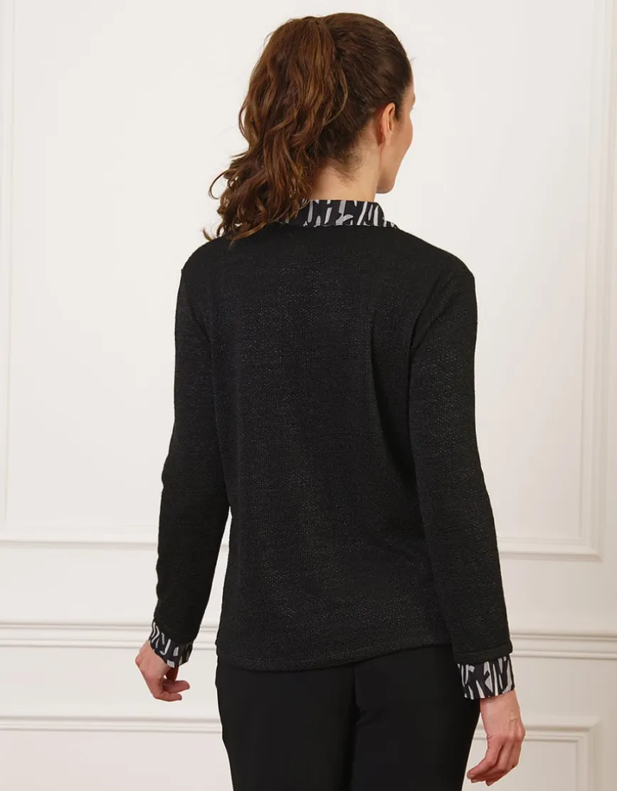 Pull 2 en 1 noir motif
