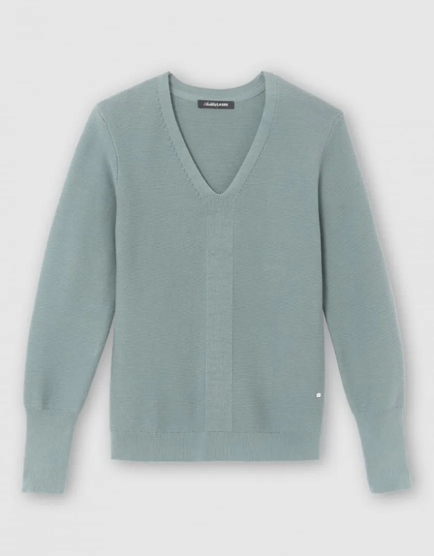 Pull fantaisie coton kaki