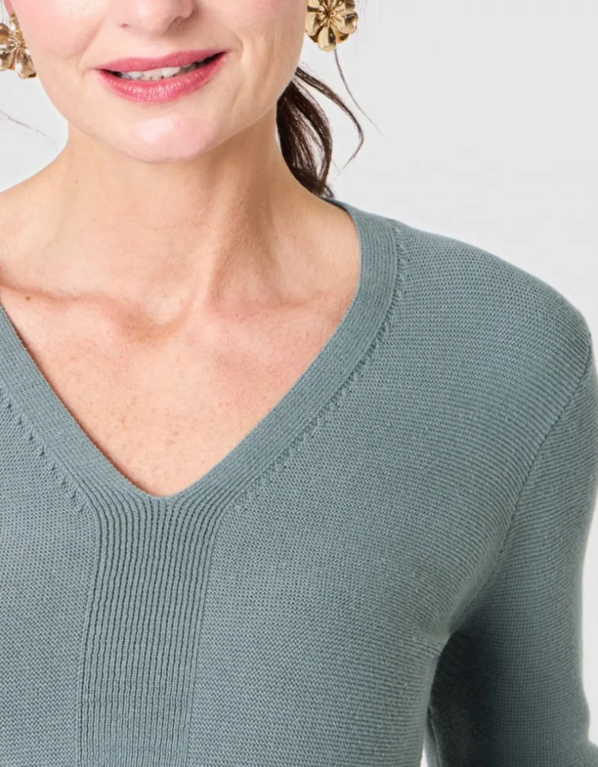 Pull fantaisie coton kaki