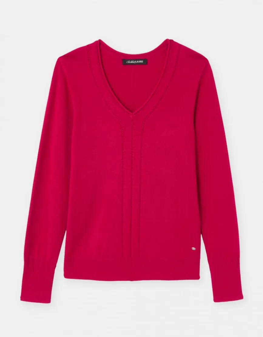 Pull fantaisie framboise