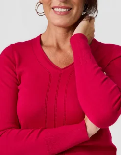 Pull fantaisie framboise