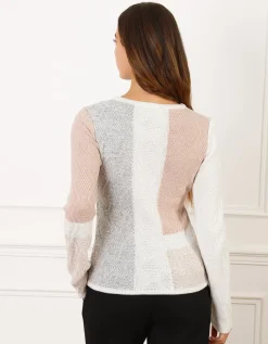 Pull fantaisie rose gris