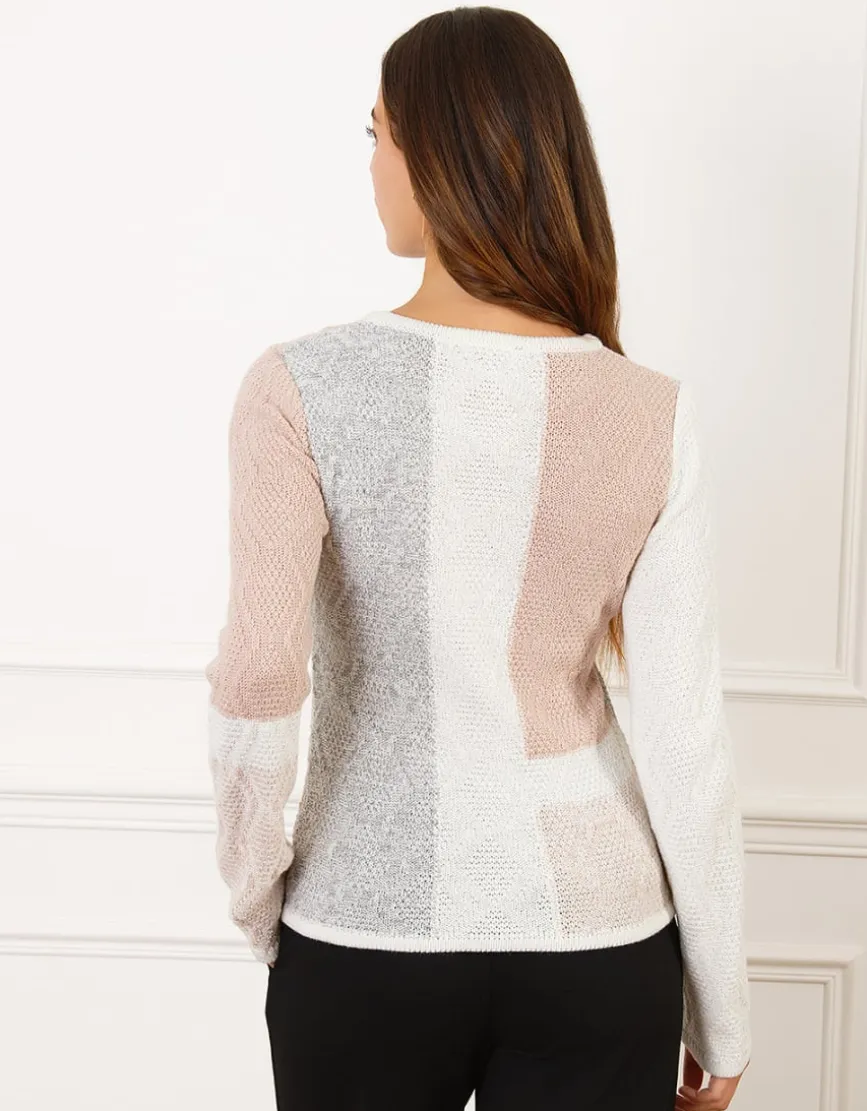Pull fantaisie rose gris