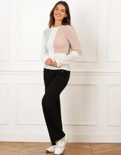 Pull fantaisie rose gris