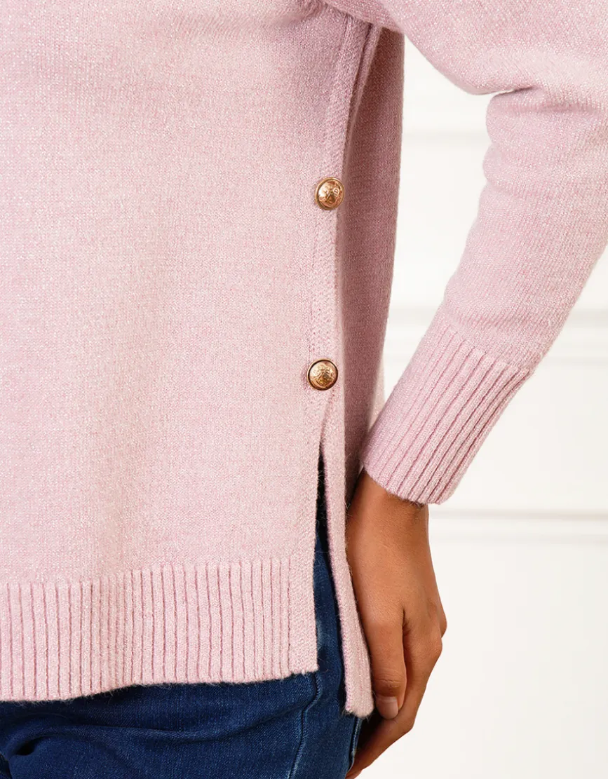 Pull irisé ajouré rose