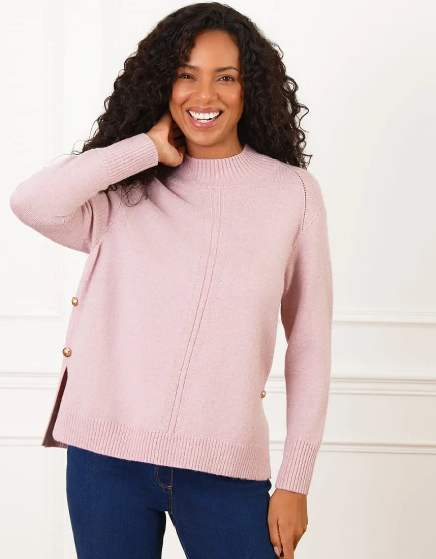 Pull irisé ajouré rose