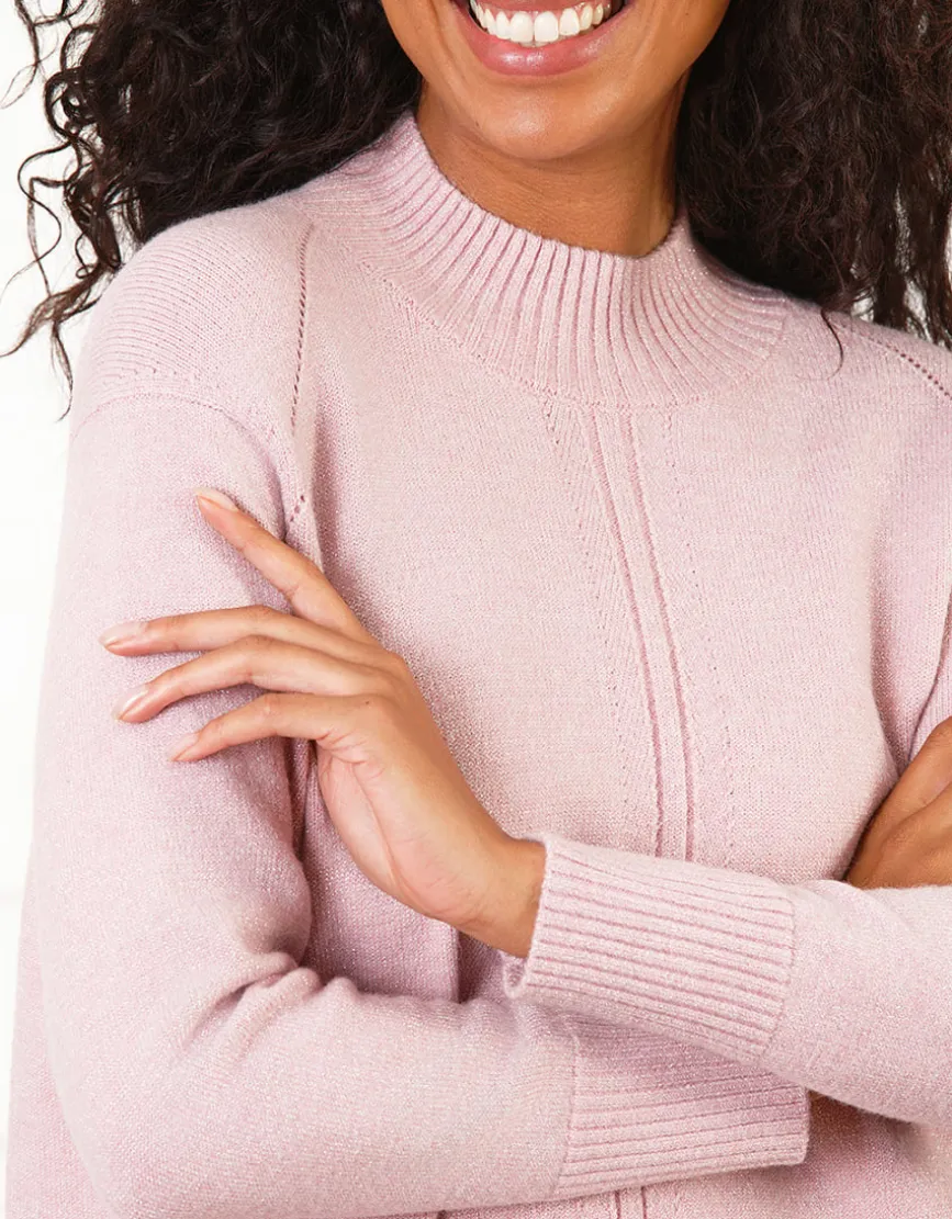 Pull irisé ajouré rose