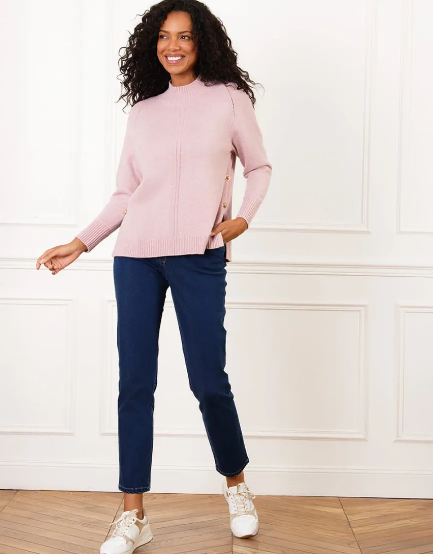 Pull irisé ajouré rose