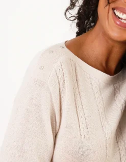 Pull laine torsades beige