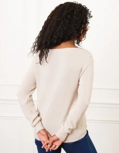 Pull laine torsades beige