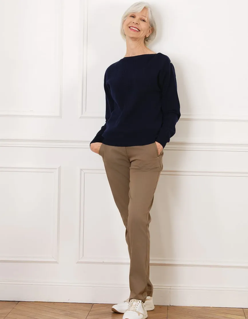 Pull laine torsades bleu
