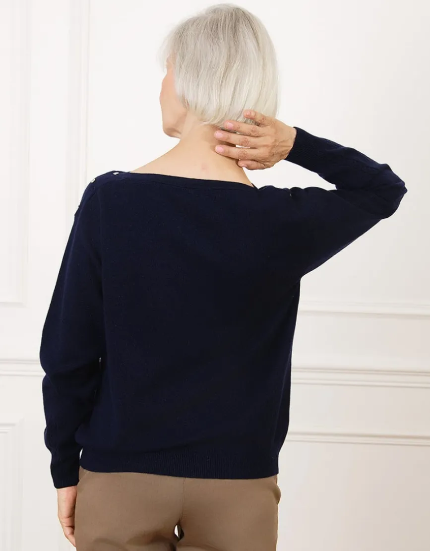 Pull laine torsades bleu