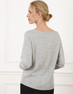 Pull laine torsades gris