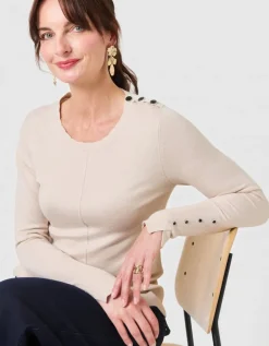 Pull maille fine beige
