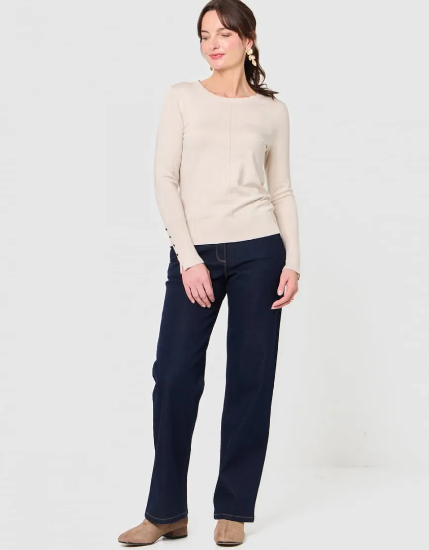 Pull maille fine beige