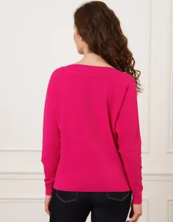 Pull maille fine fuchsia