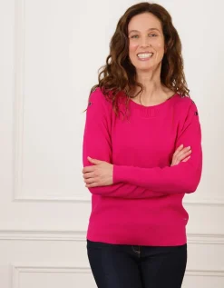 Pull maille fine fuchsia