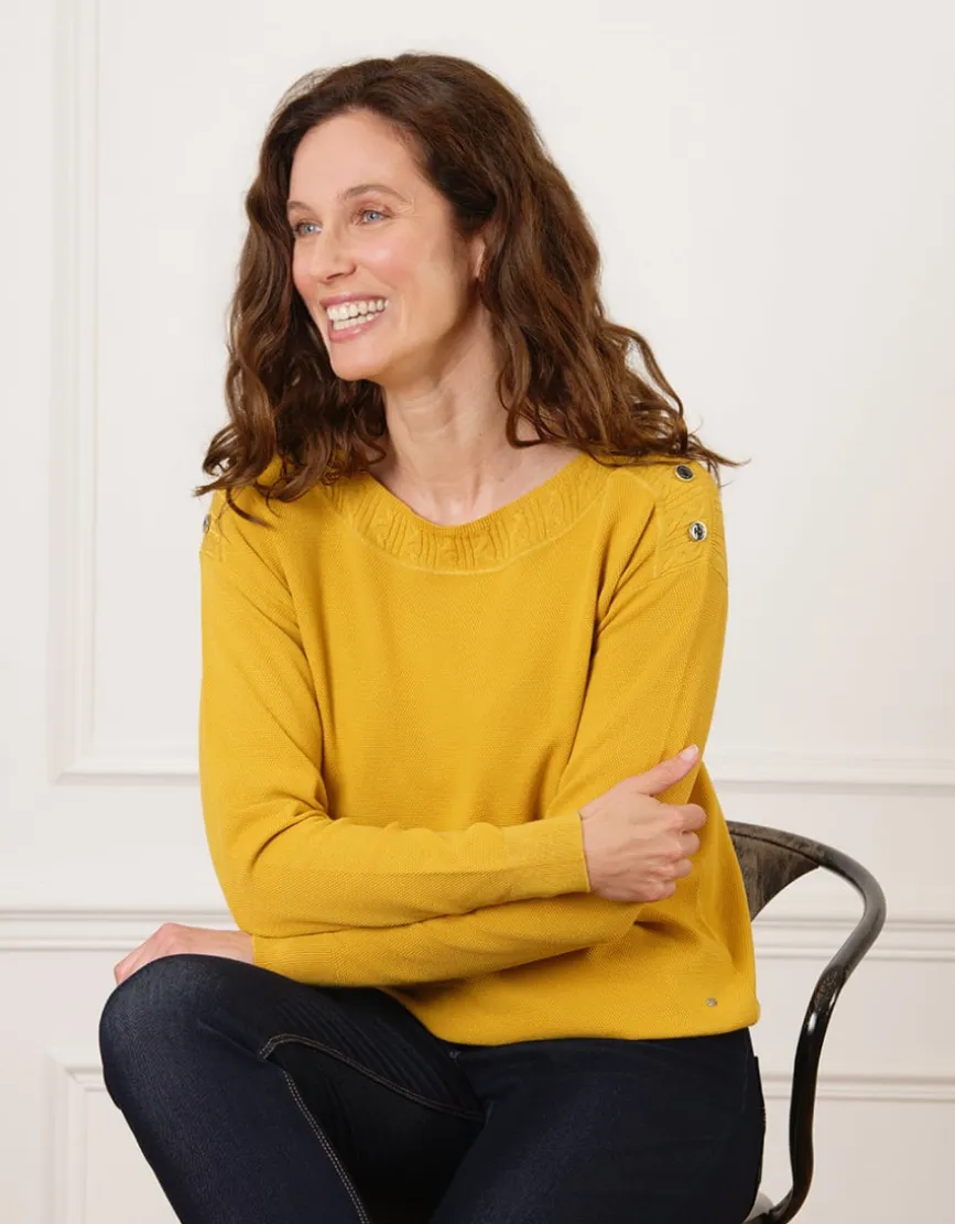 Pull maille fine ocre