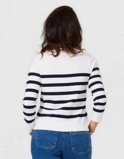 Pull marinière brodé écru
