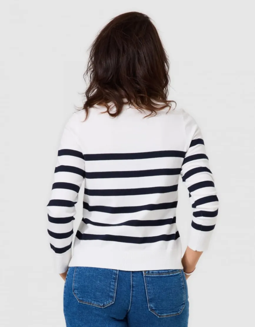 Pull marinière brodé écru