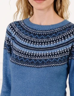 Pull motif jacquard bleu