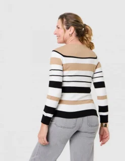 Pull rayures beige