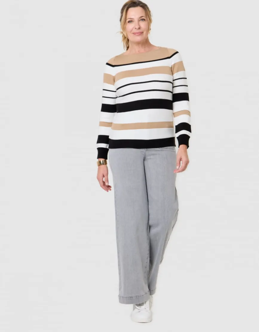 Pull rayures beige