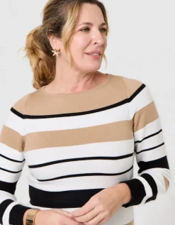 Pull rayures beige