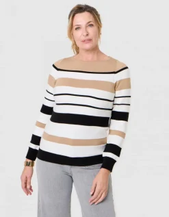 Pull rayures beige
