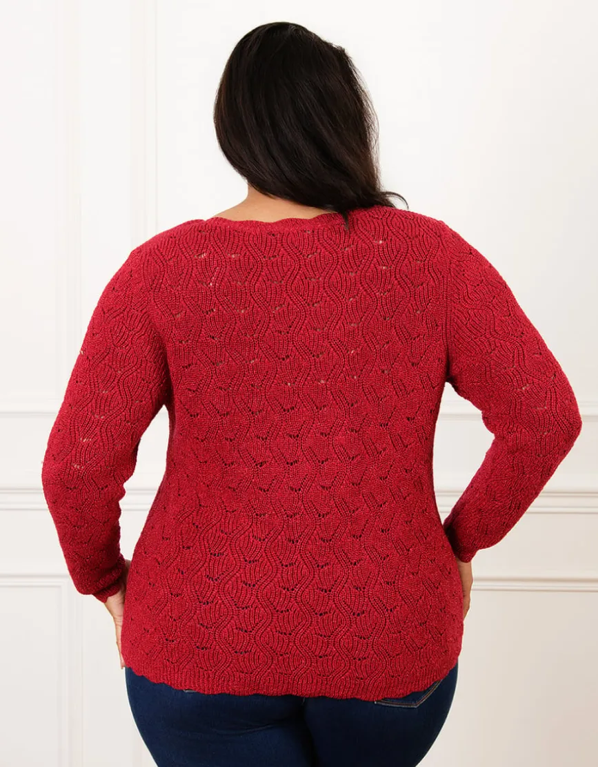 Pull rouge ajouré