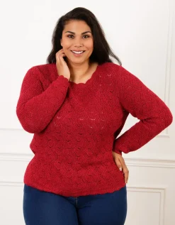 Pull rouge ajouré
