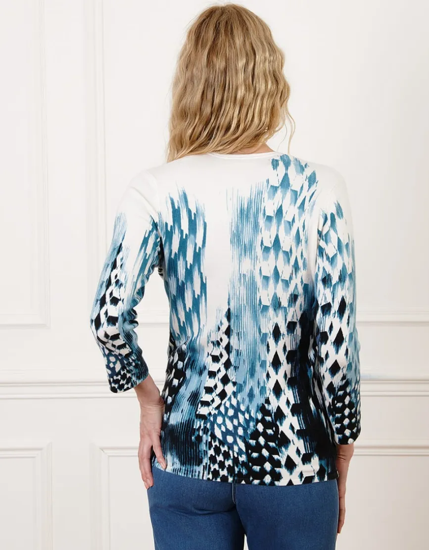 Pull strass motif bleu