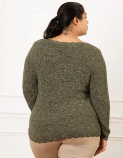 Pull vert kaki ajouré