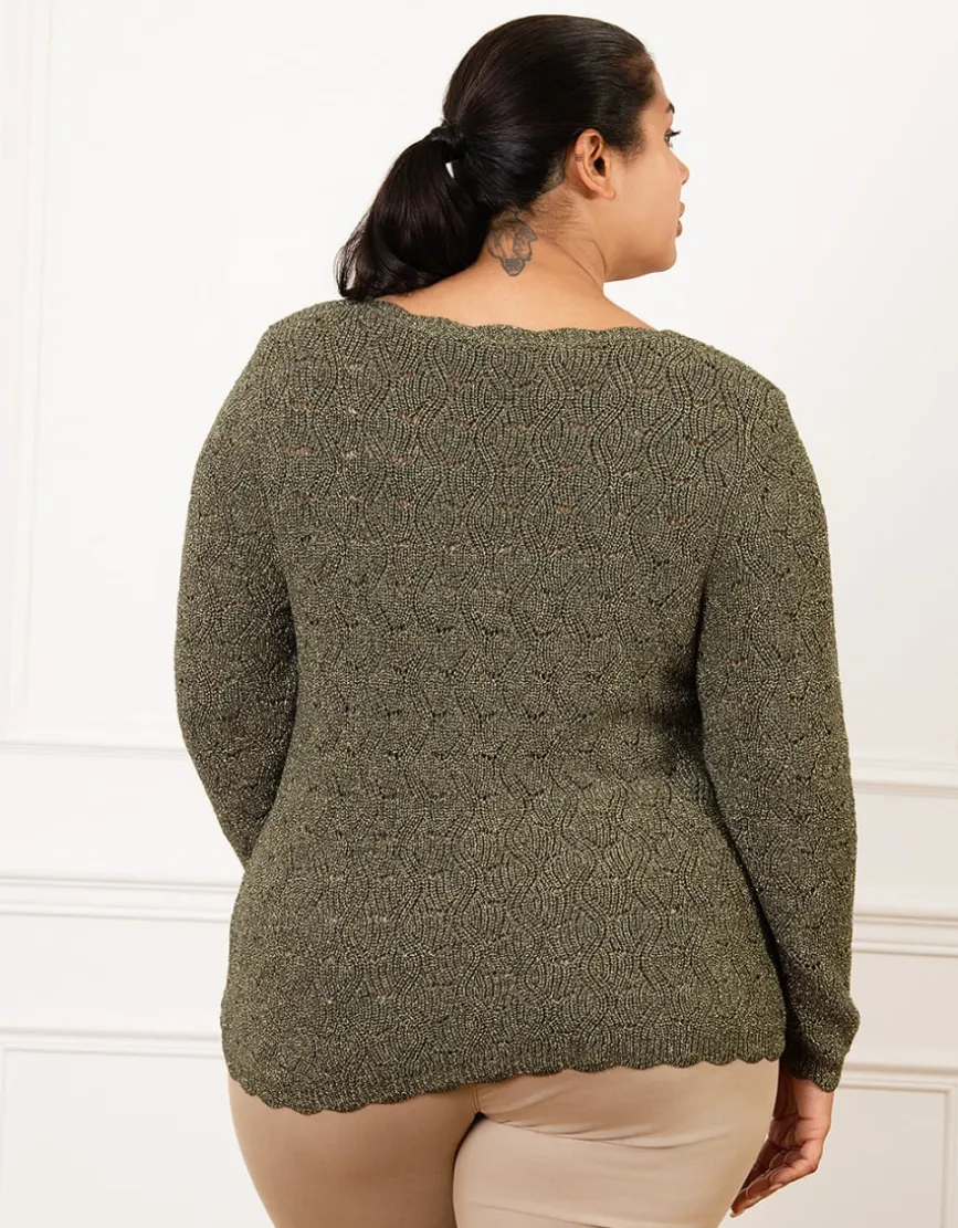 Pull vert kaki ajouré