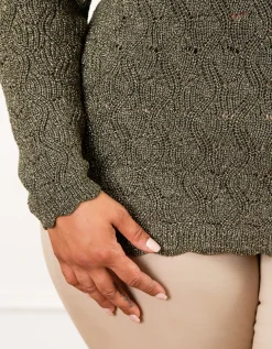 Pull vert kaki ajouré