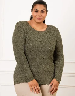 Pull vert kaki ajouré