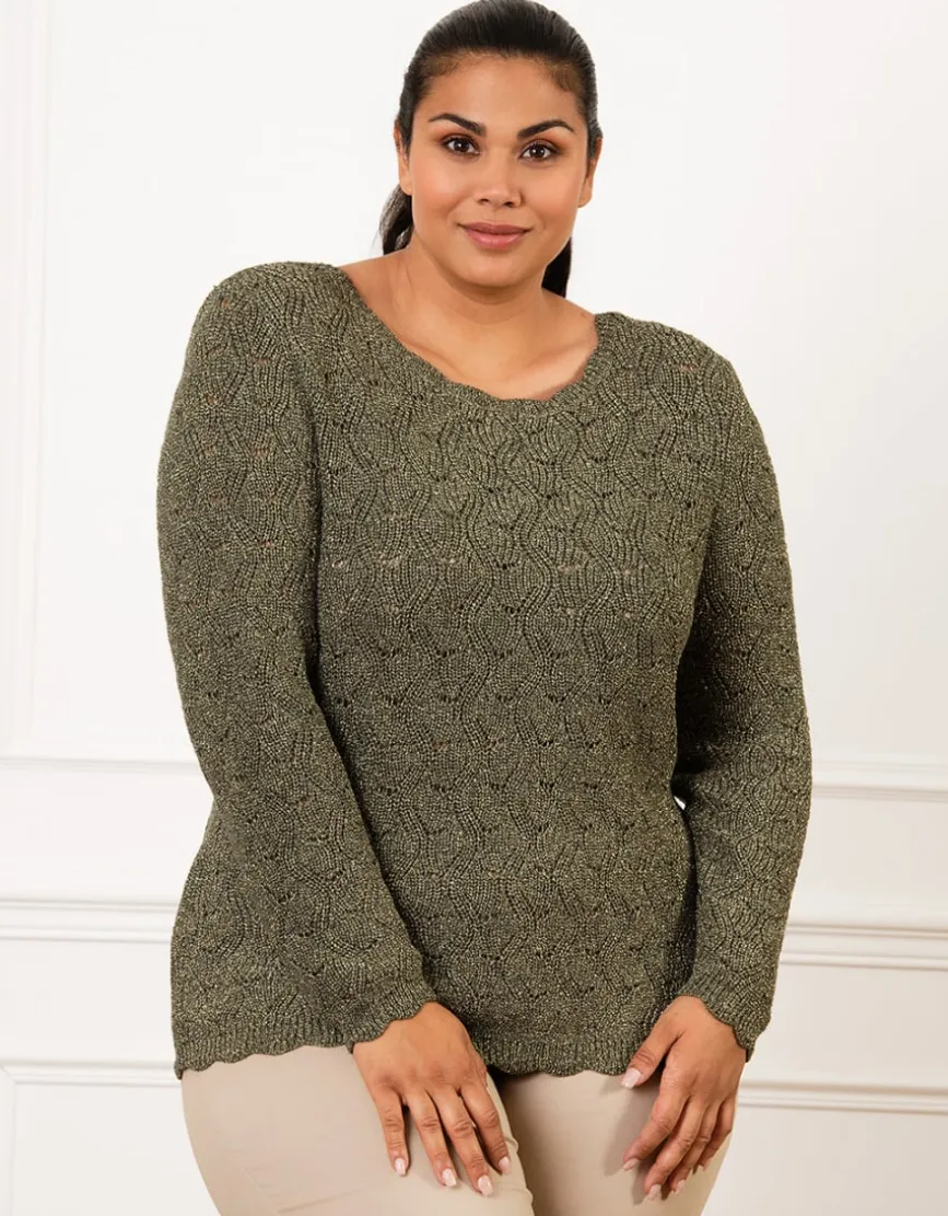Pull vert kaki ajouré