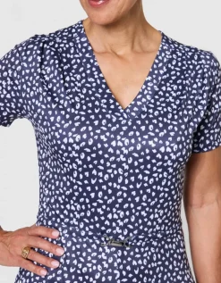 Robe droite motif bleu