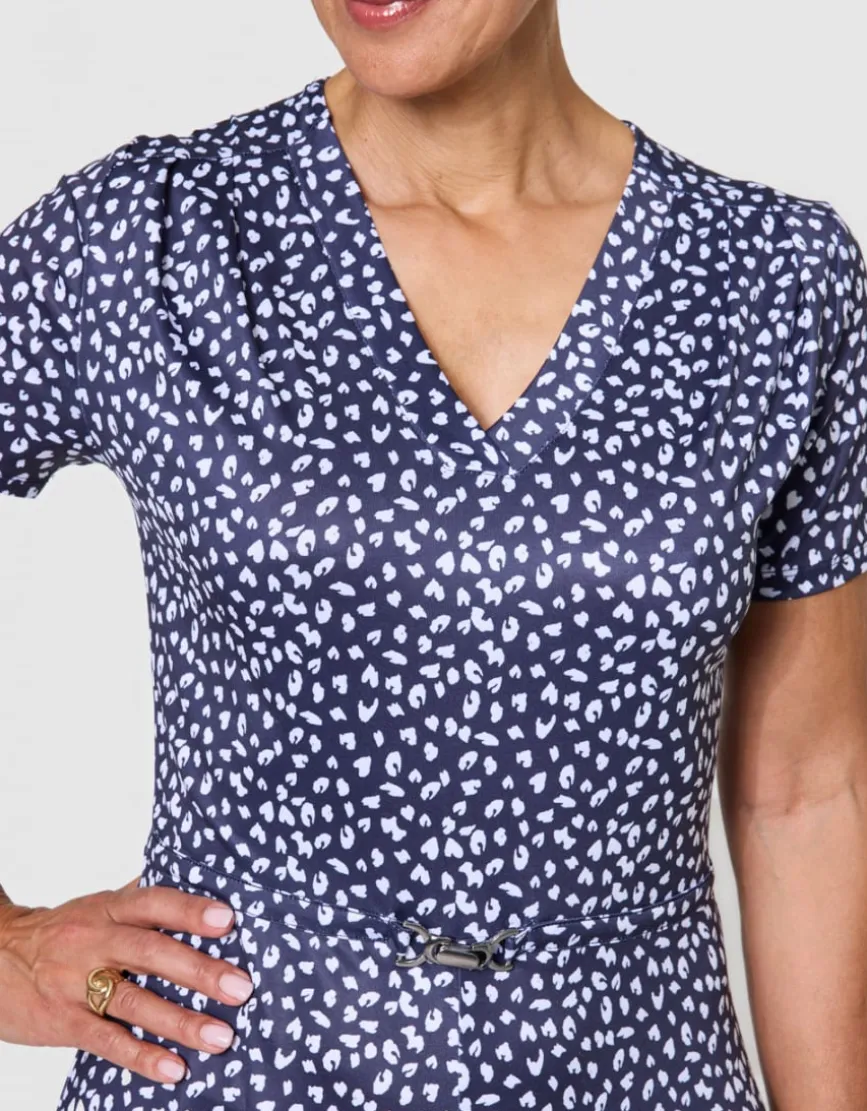 Robe droite motif bleu