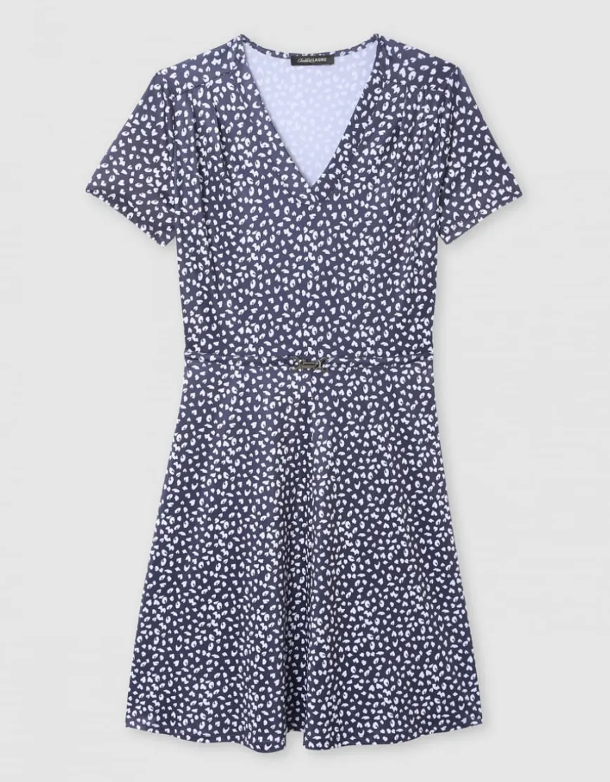 Robe droite motif bleu