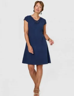 Robe gaze coton marine