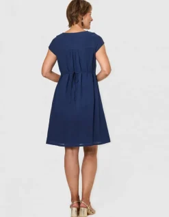 Robe gaze coton marine