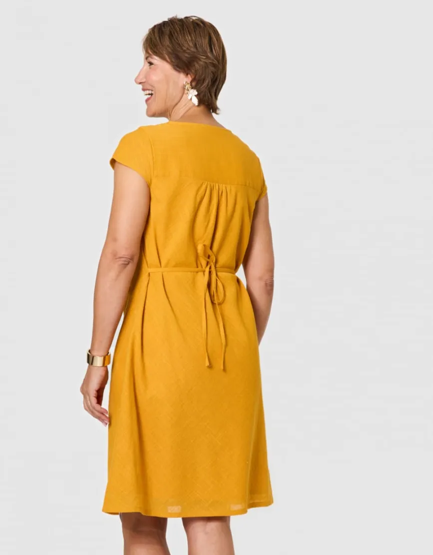 Robe gaze coton ocre