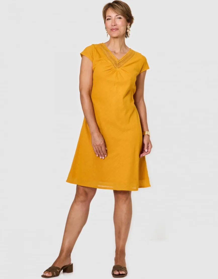Robe gaze coton ocre